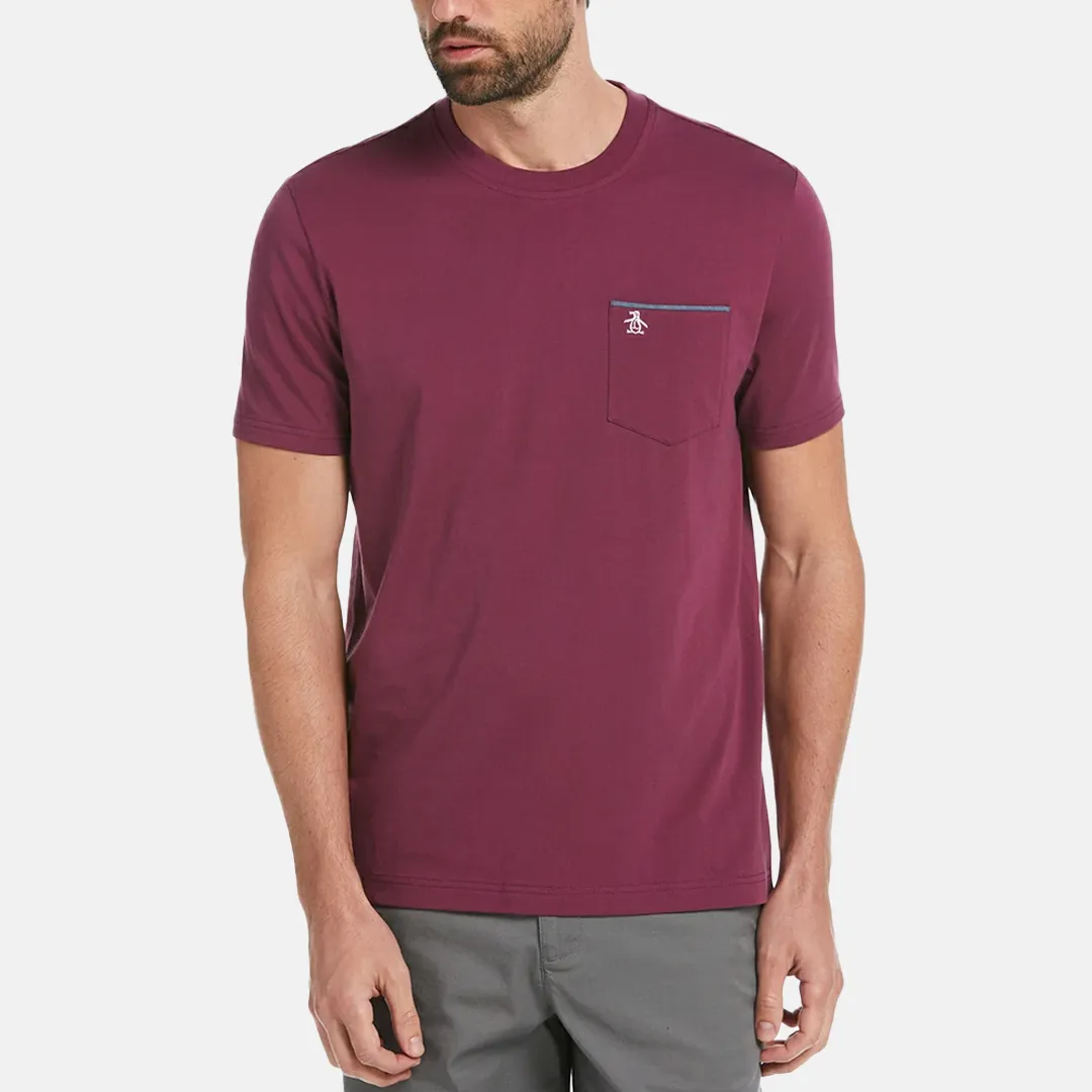 Camiseta Penguin Lisa Con Bolsillos Manga Corta Vino