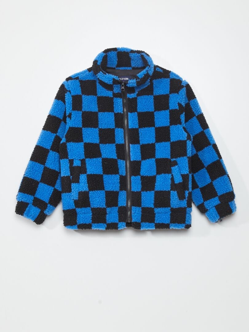 CAZADORA DE BORREGUITO CON ESTAMPADO  AZUL