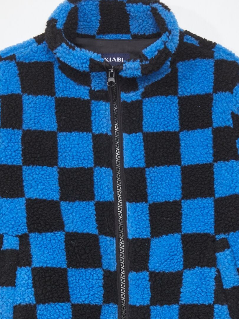 CAZADORA DE BORREGUITO CON ESTAMPADO  AZUL