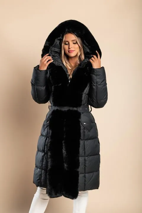Chaqueta acolchada con pelo sintético, negro