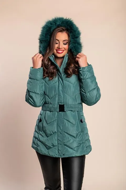 Chaqueta acolchada corta con capucha talla grande, verde