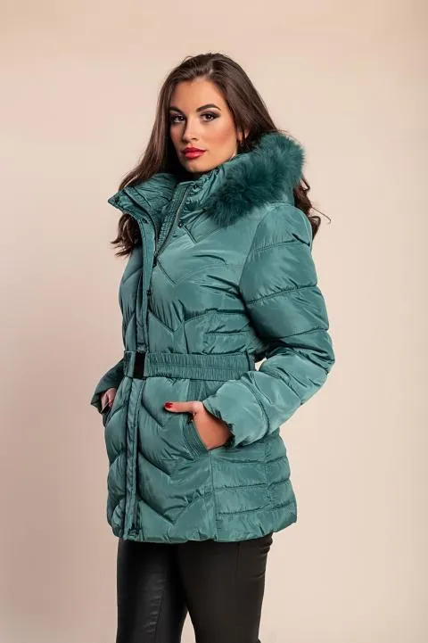 Chaqueta acolchada corta con capucha talla grande, verde
