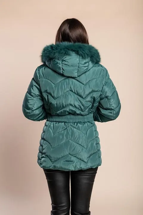 Chaqueta acolchada corta con capucha talla grande, verde