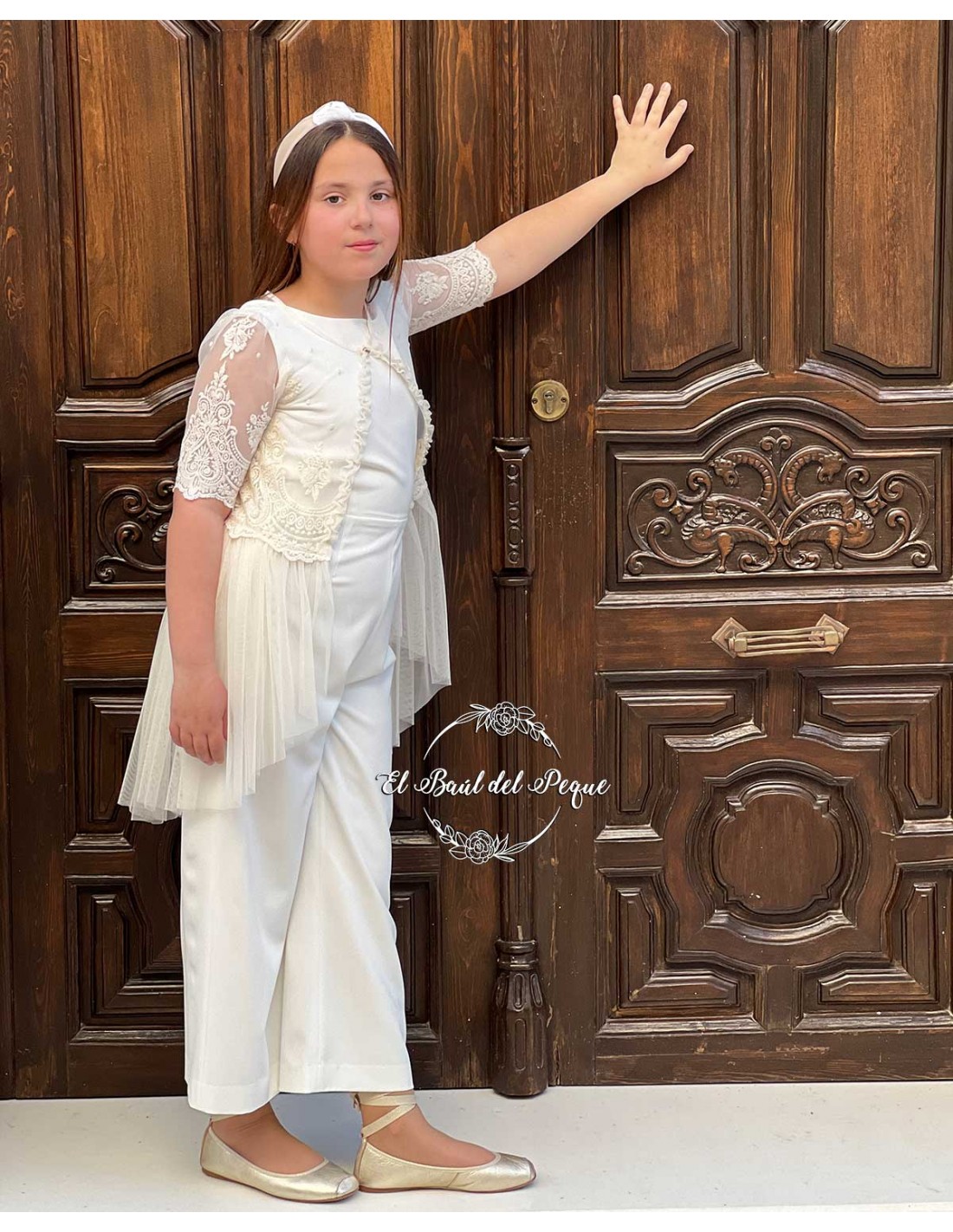 Chaqueta Bordada Tul Capa Ceremonia My Bella Moon Crudo