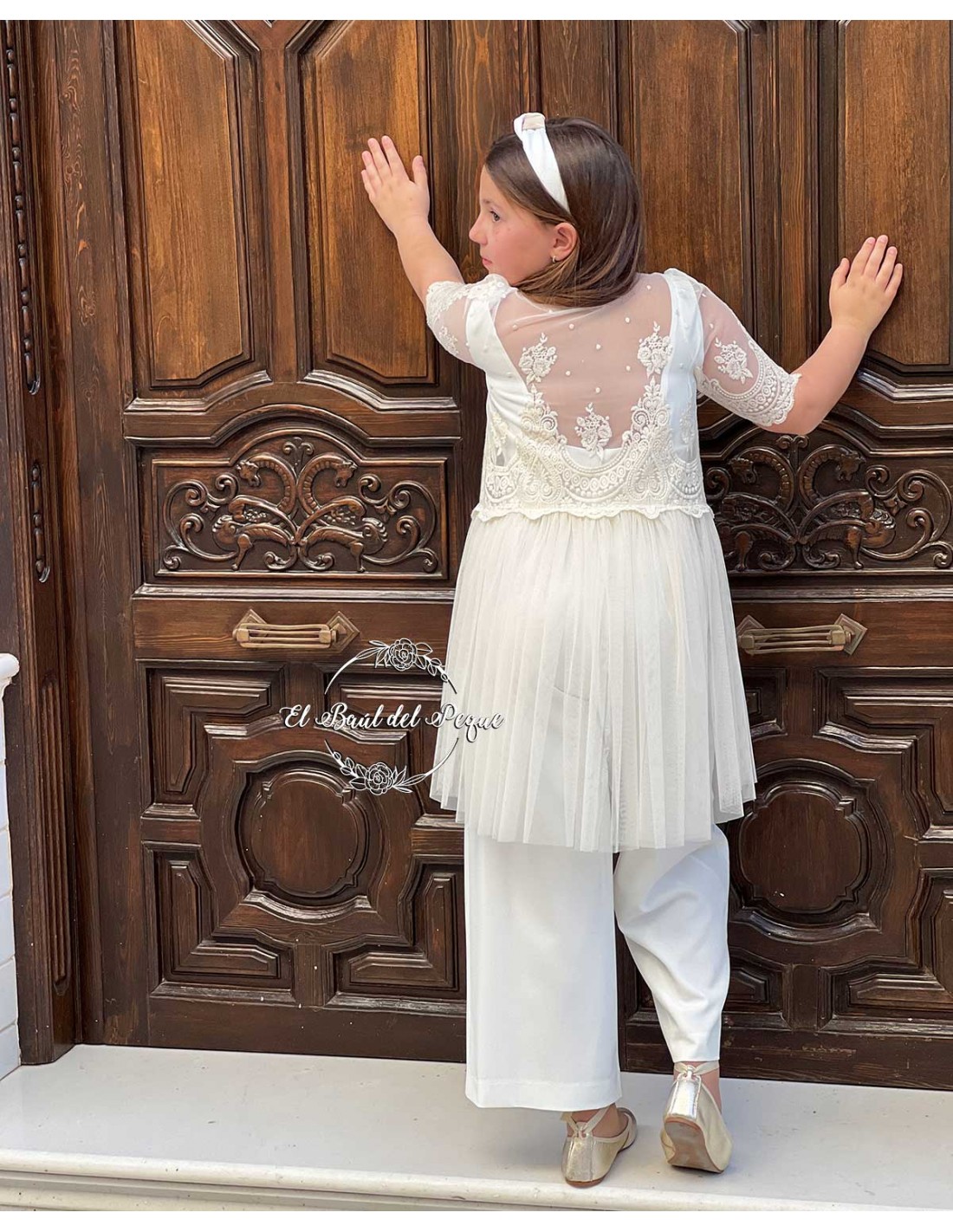 Chaqueta Bordada Tul Capa Ceremonia My Bella Moon Crudo