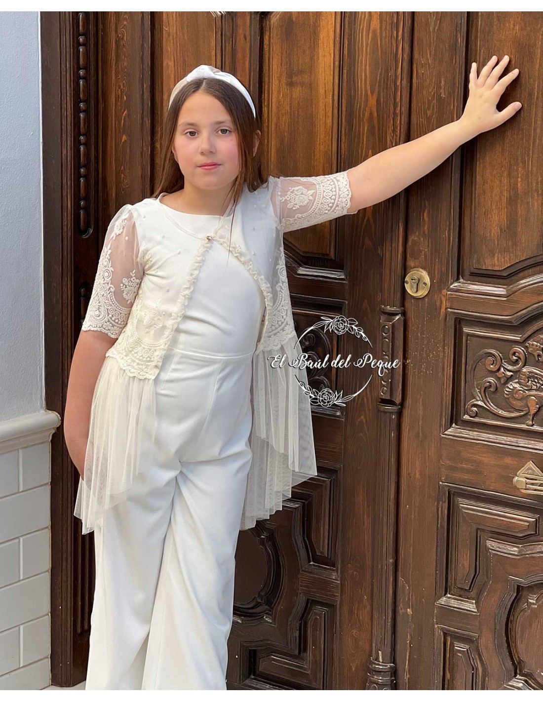 Chaqueta Bordada Tul Capa Ceremonia My Bella Moon Crudo