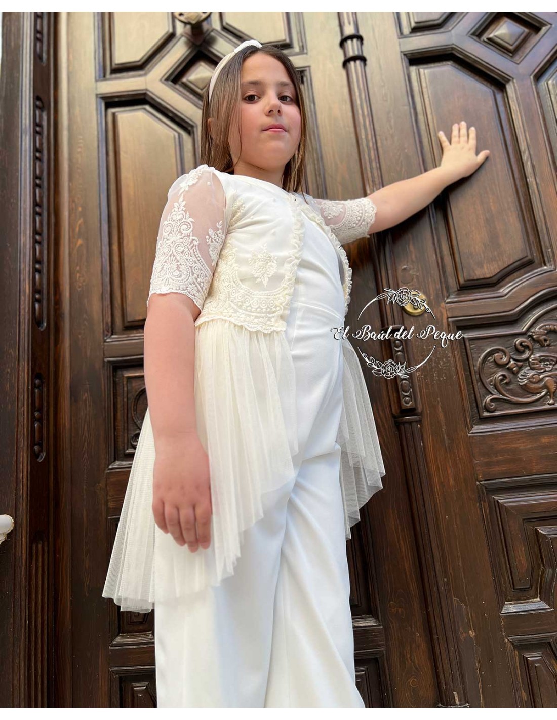 Chaqueta Bordada Tul Capa Ceremonia My Bella Moon Crudo