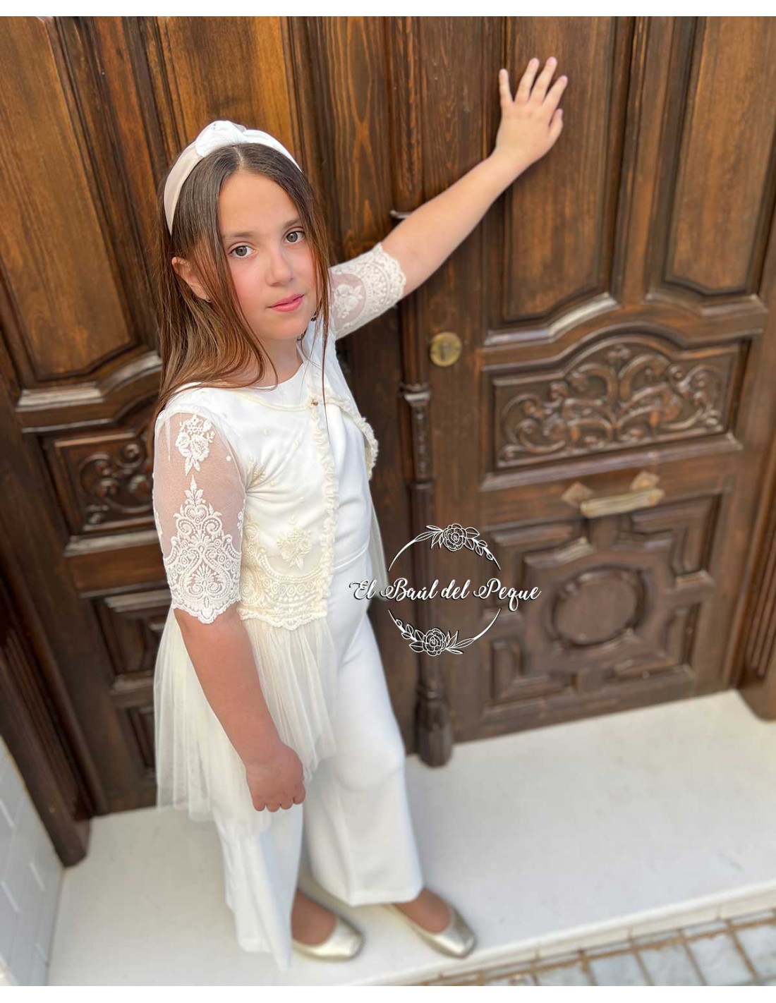 Chaqueta Bordada Tul Capa Ceremonia My Bella Moon Crudo