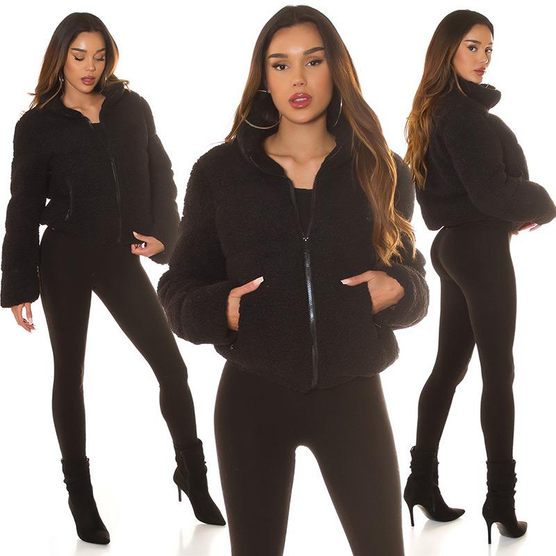 Chaqueta de borreguito negro