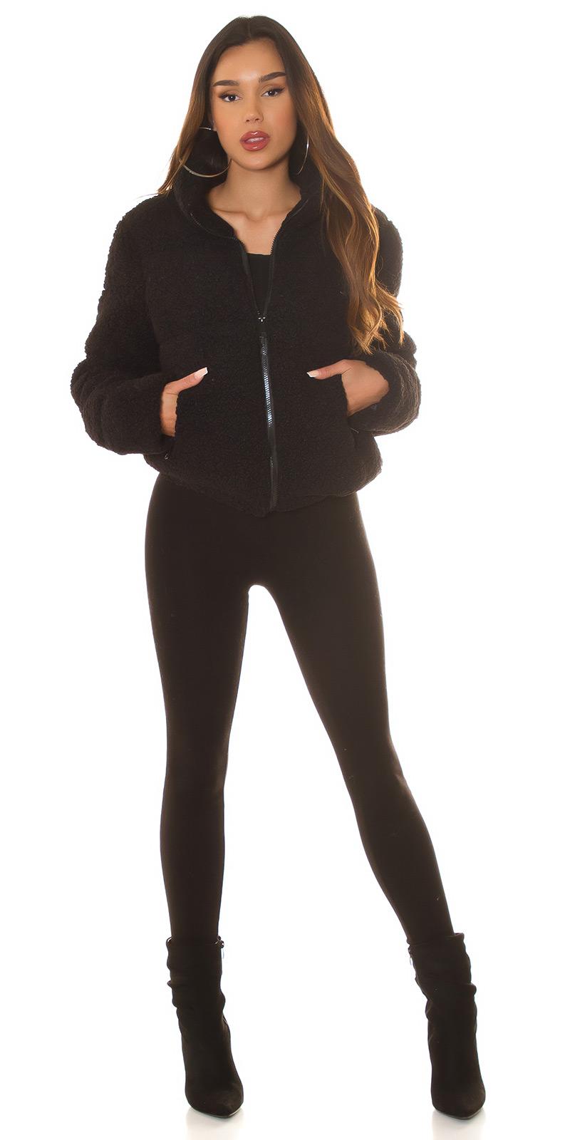 Chaqueta de borreguito negro