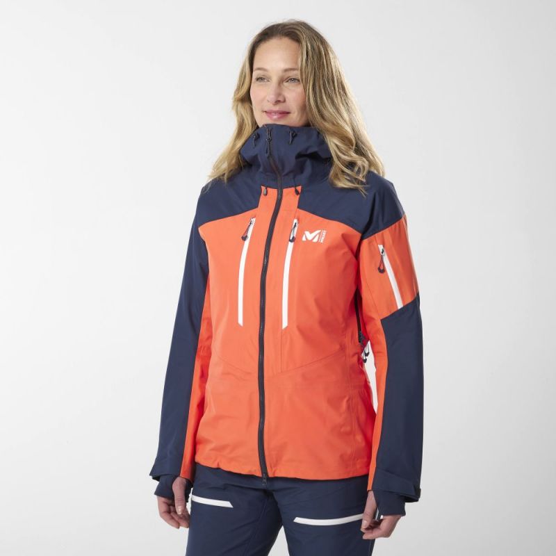 Chaqueta de esquí M White 3l para mujer (cromo coral/zafiro)