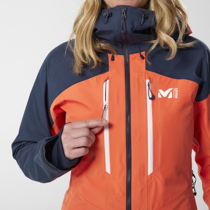 Chaqueta de esquí M White 3l para mujer (cromo coral/zafiro)