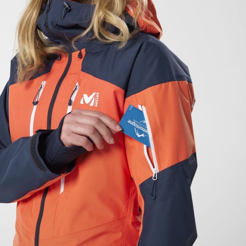 Chaqueta de esquí M White 3l para mujer (cromo coral/zafiro)