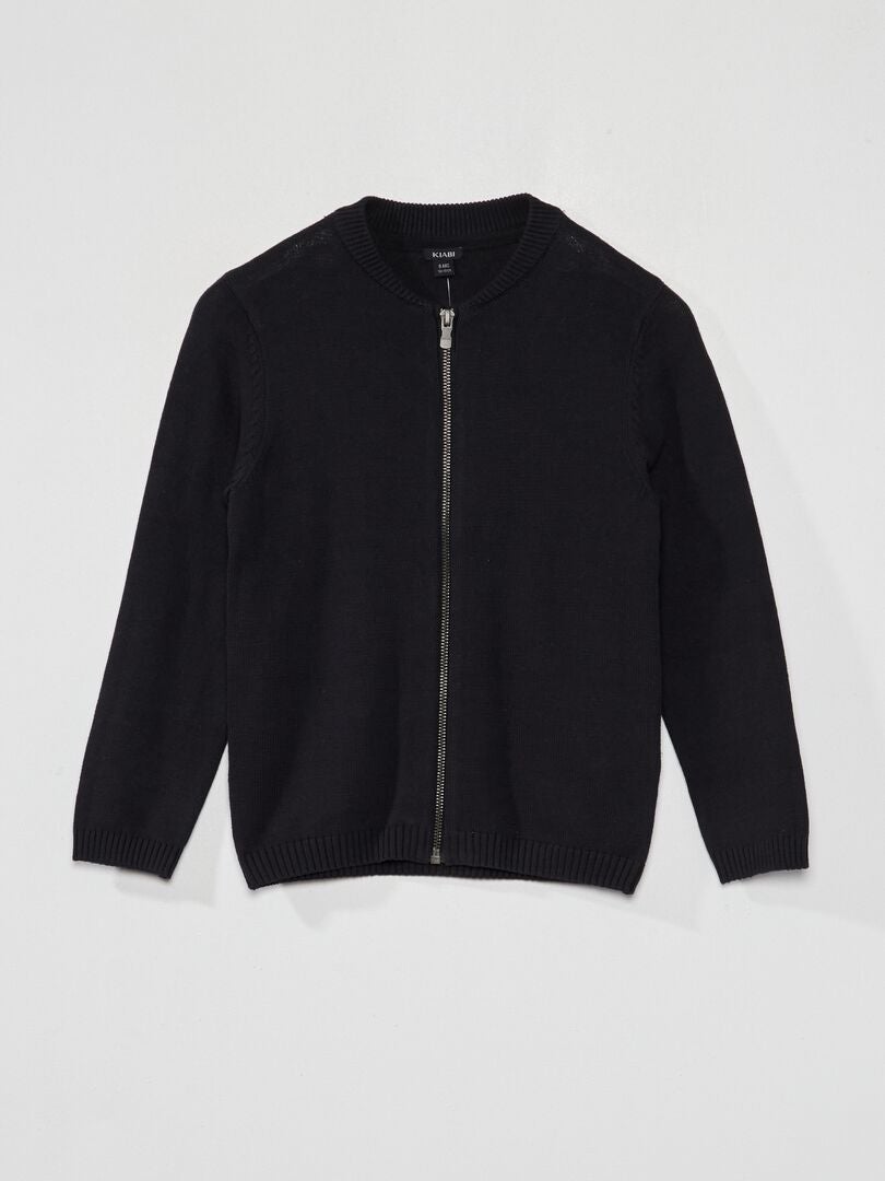 CHAQUETA DE PUNTO CON CREMALLERA  NEGRO