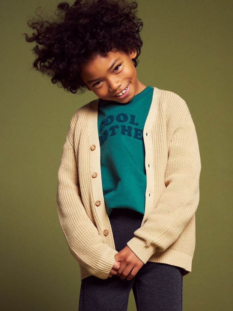 CHAQUETA DE PUNTO PERLADO  BEIGE
