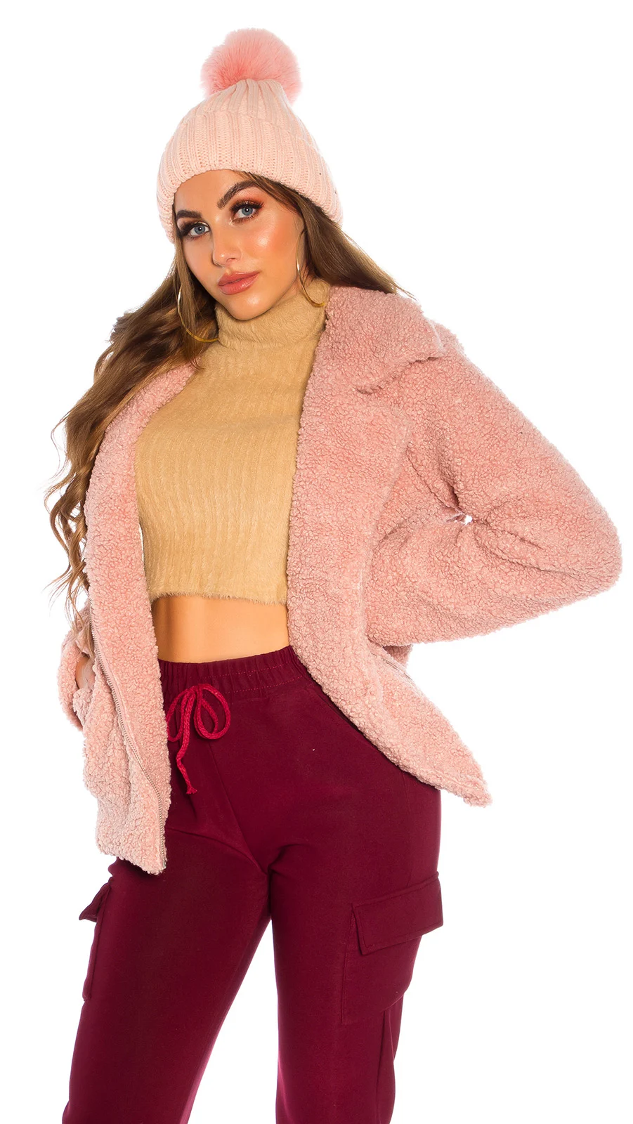 Chaqueta dulzura de Peluche en Rosa