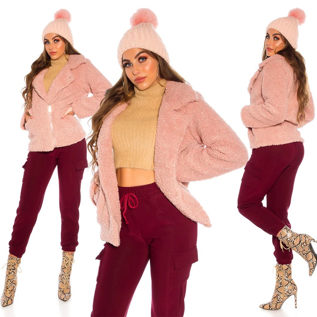 Chaqueta dulzura de Peluche en Rosa