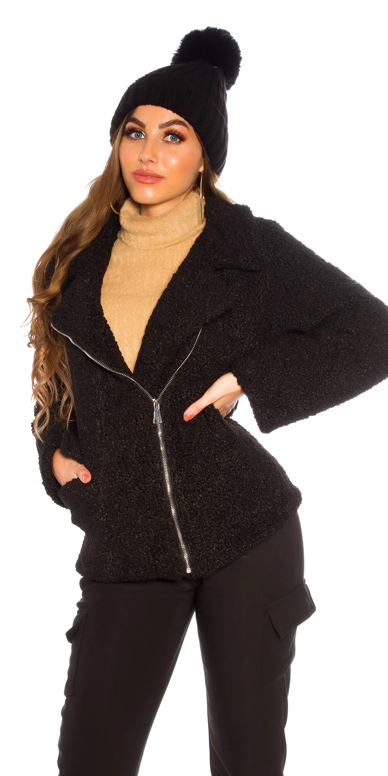 Chaqueta elegante negro para frio 