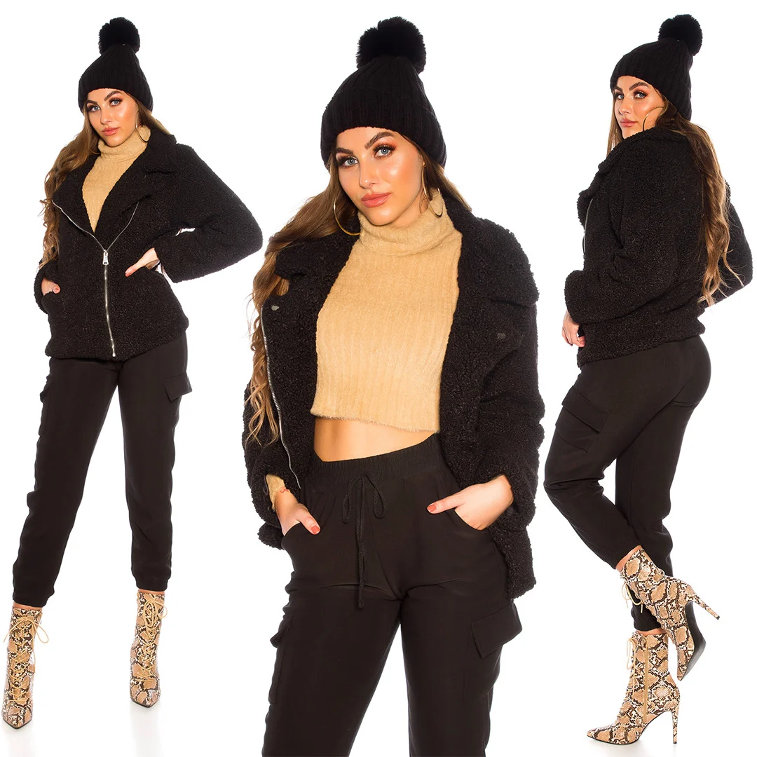 Chaqueta elegante negro para frio 