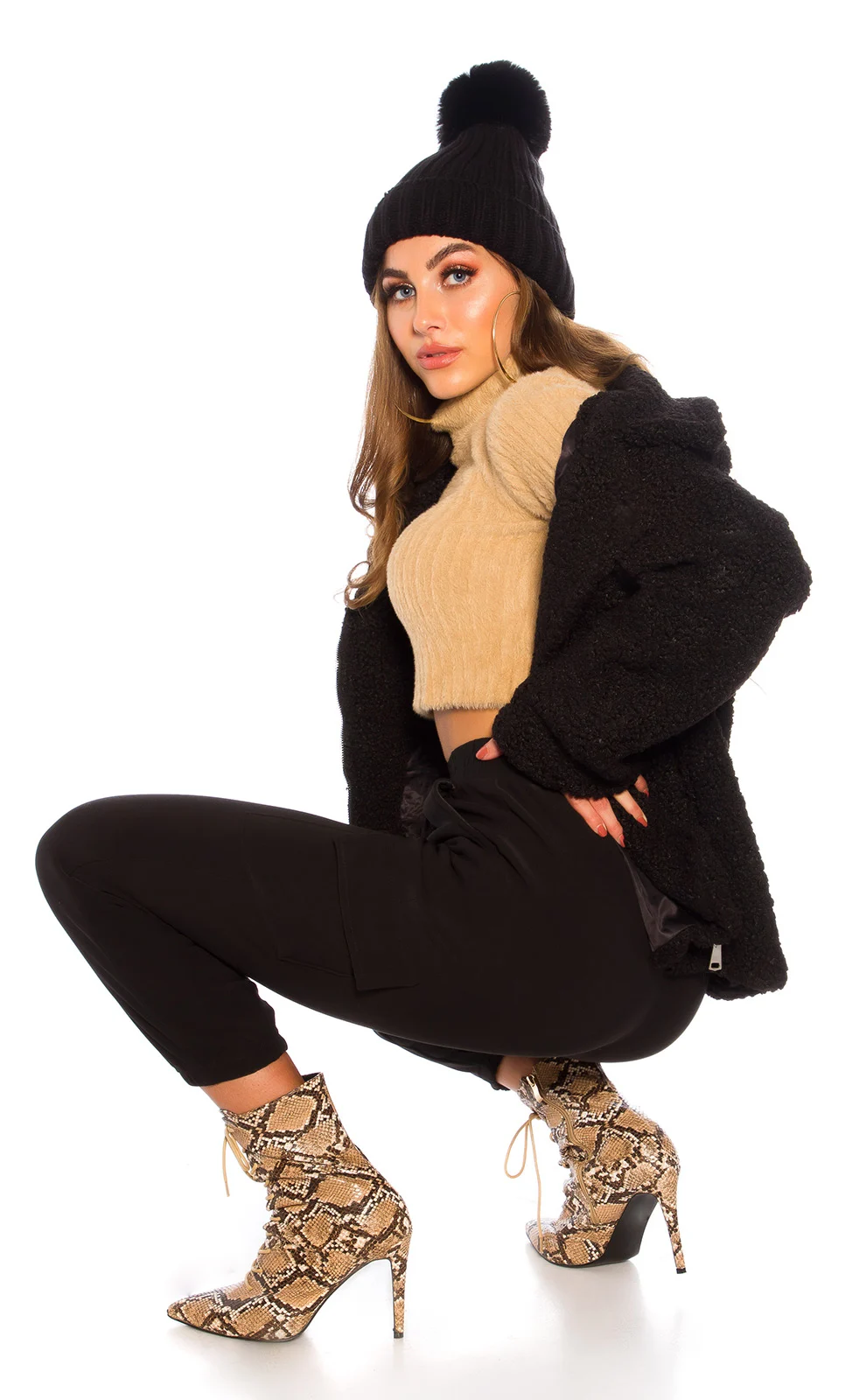 Chaqueta elegante negro para frio 