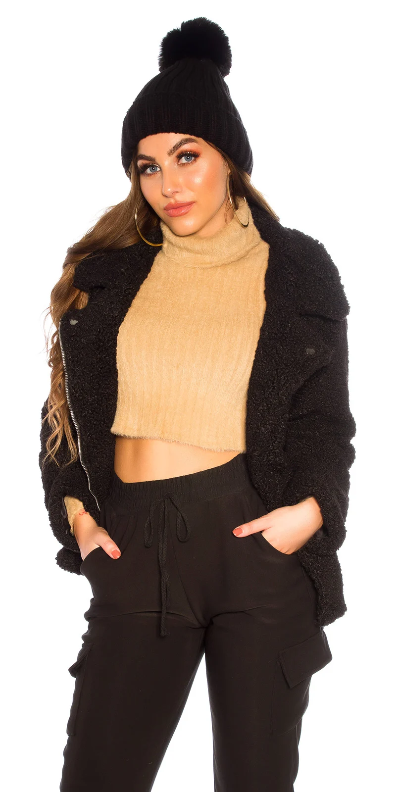 Chaqueta elegante negro para frio 