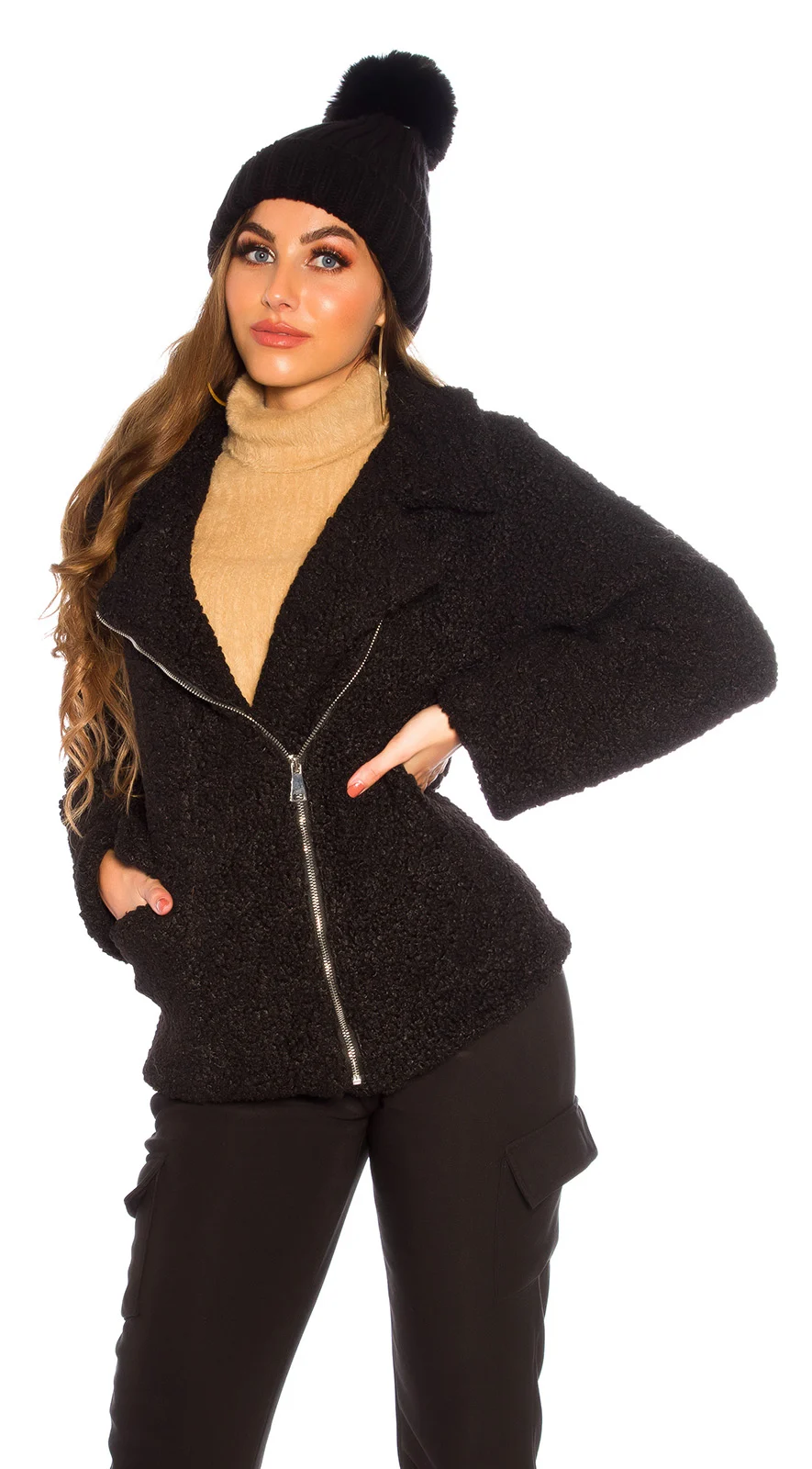 Chaqueta elegante negro para frio 