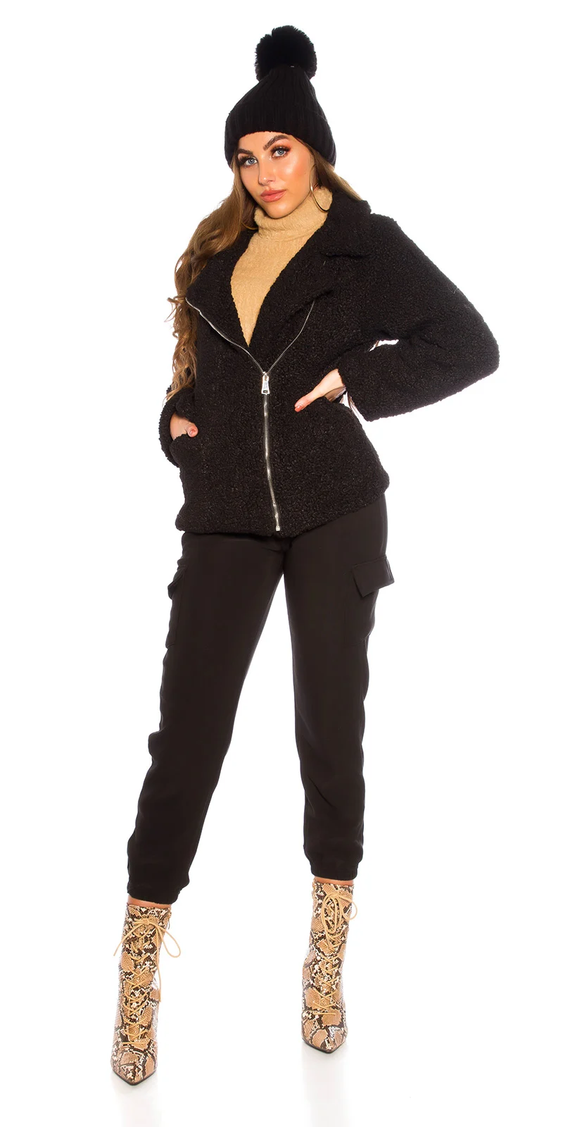 Chaqueta elegante negro para frio 