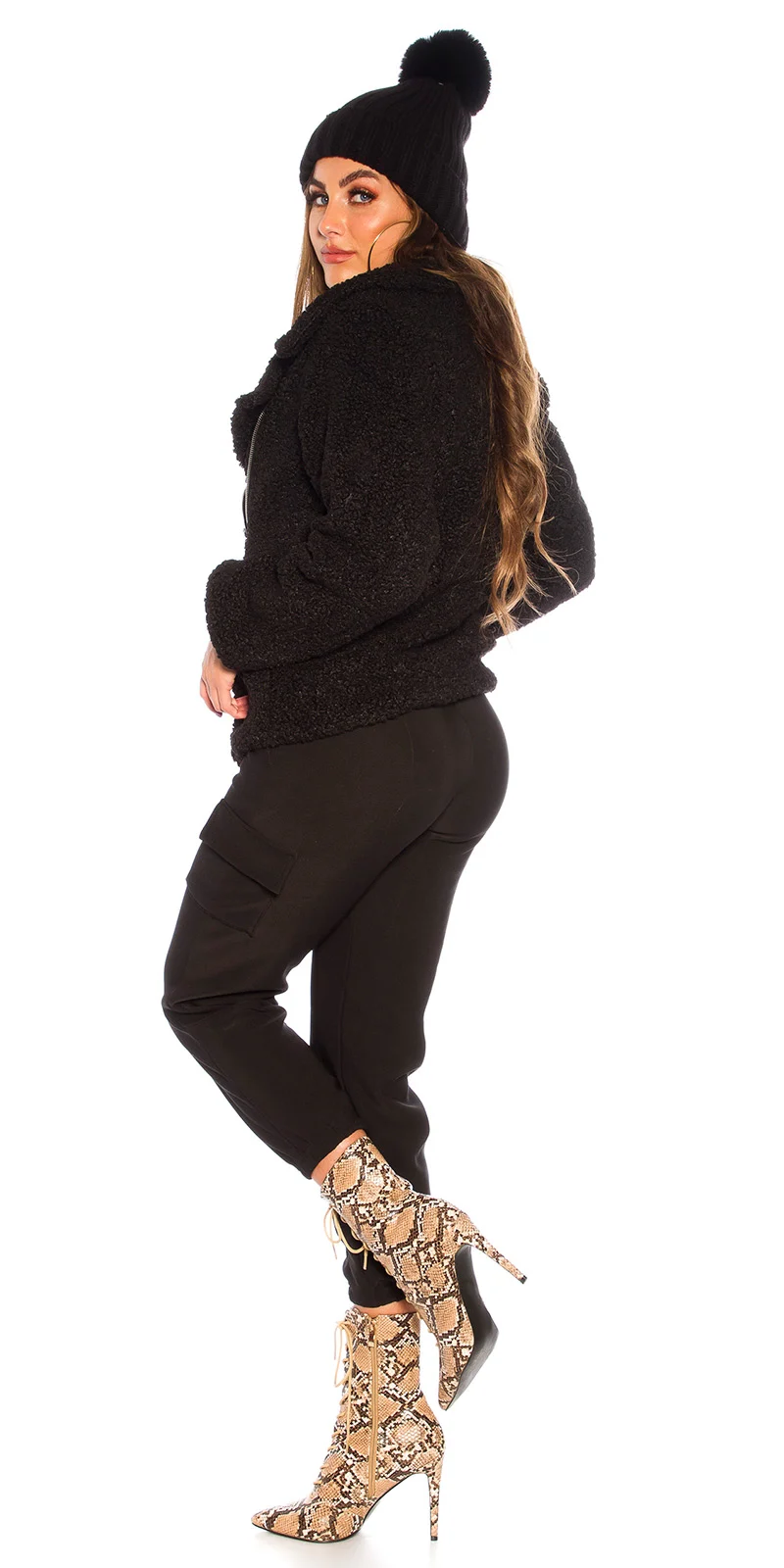 Chaqueta elegante negro para frio 