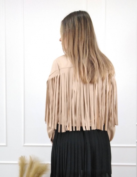 Chaqueta flecos beige