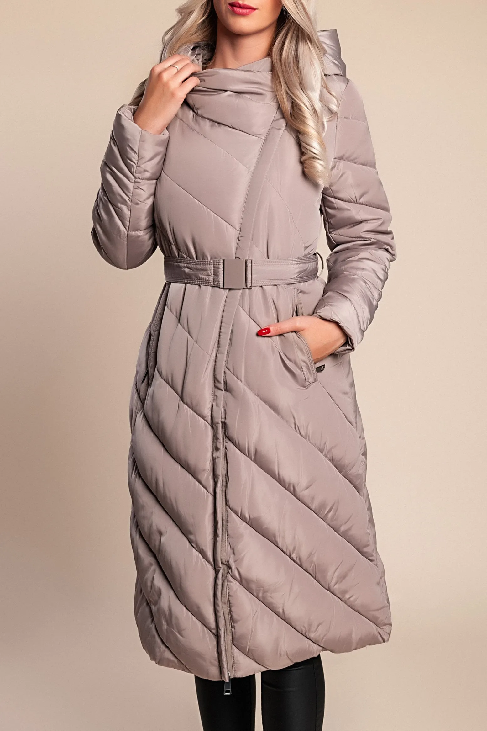 Chaqueta larga acolchada, fango