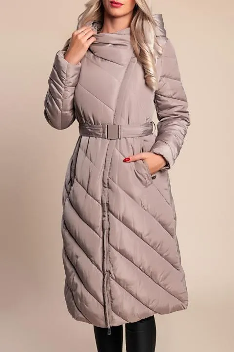 Chaqueta larga acolchada, fango
