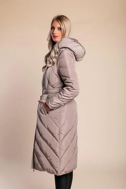 Chaqueta larga acolchada, fango