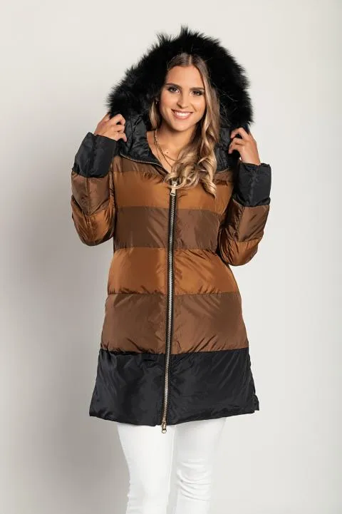Chaqueta larga con capucha, 2258, camel