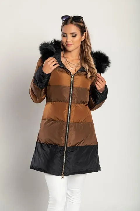 Chaqueta larga con capucha, 2258, camel