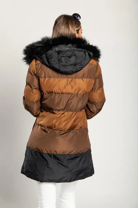Chaqueta larga con capucha, 2258, camel