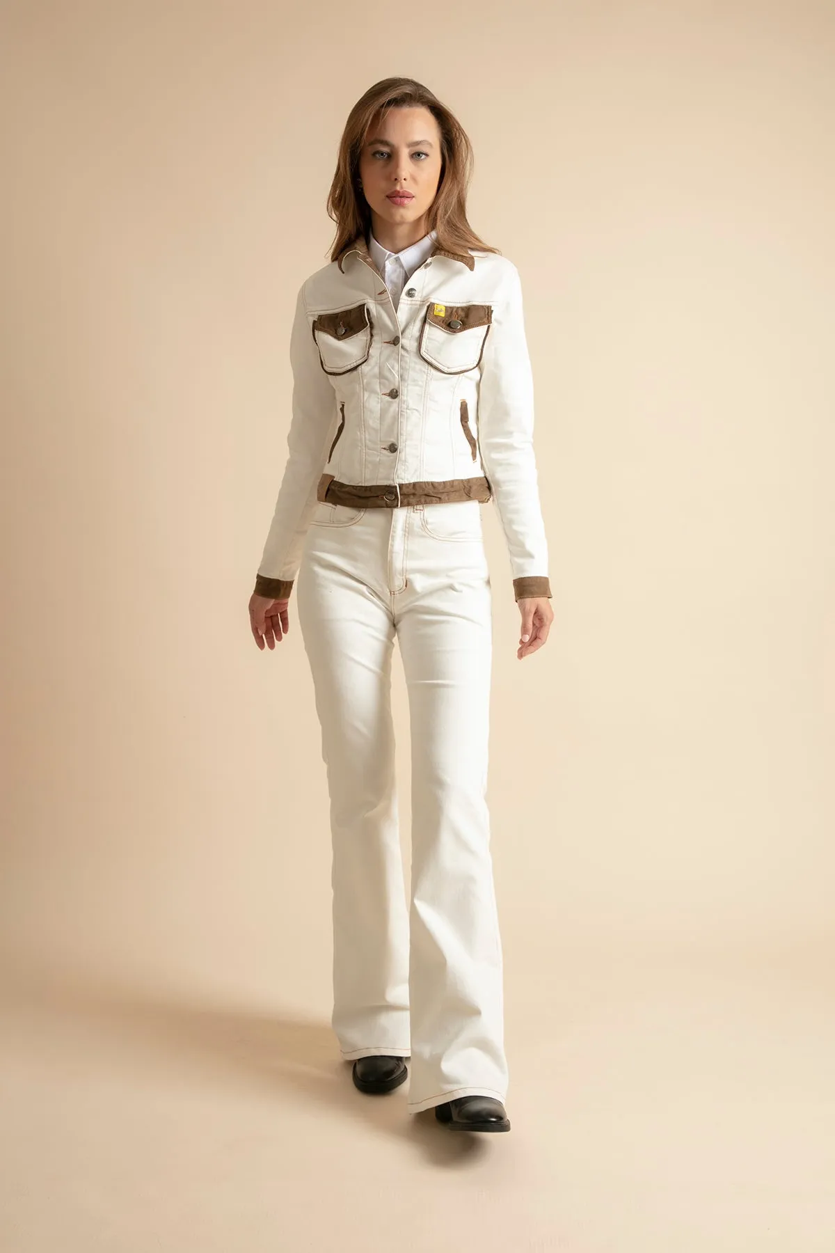 CHAQUETA VAQUERA BLANCA CON PIEL  EDICIóN LIMITADA