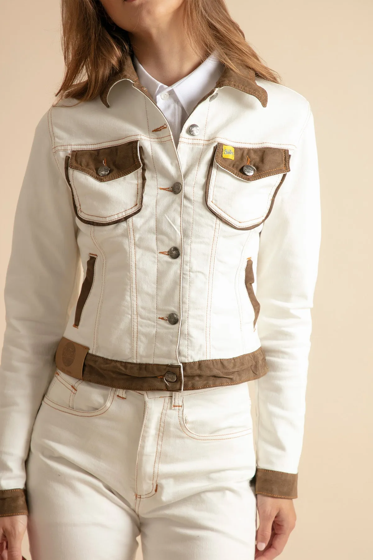 CHAQUETA VAQUERA BLANCA CON PIEL  EDICIóN LIMITADA