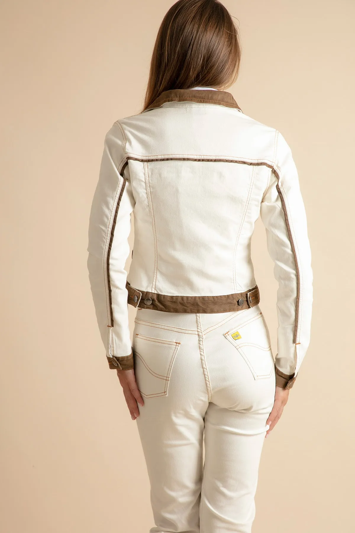CHAQUETA VAQUERA BLANCA CON PIEL  EDICIóN LIMITADA