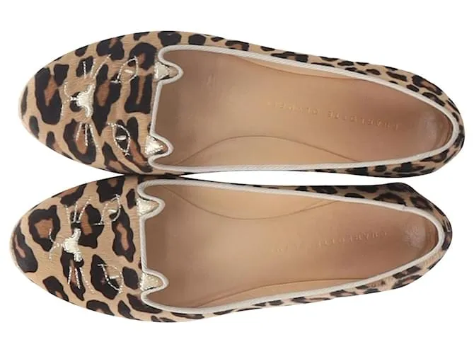 Charlotte Olympia Charlotte Kitty Flats en pelo de caballo con estampado animal Impresión de pitón 