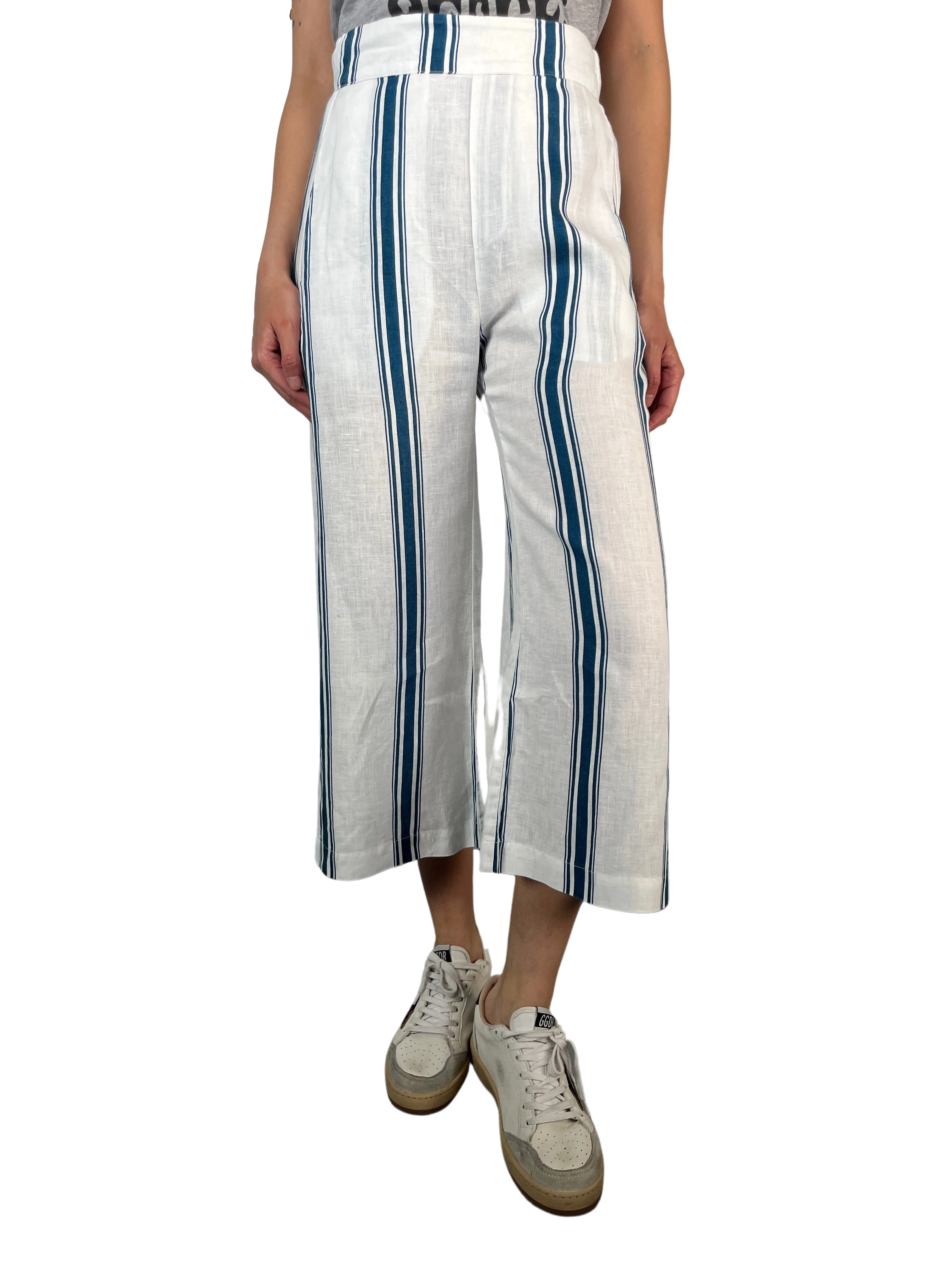 CHER Pantalón Rayas Azules Lino