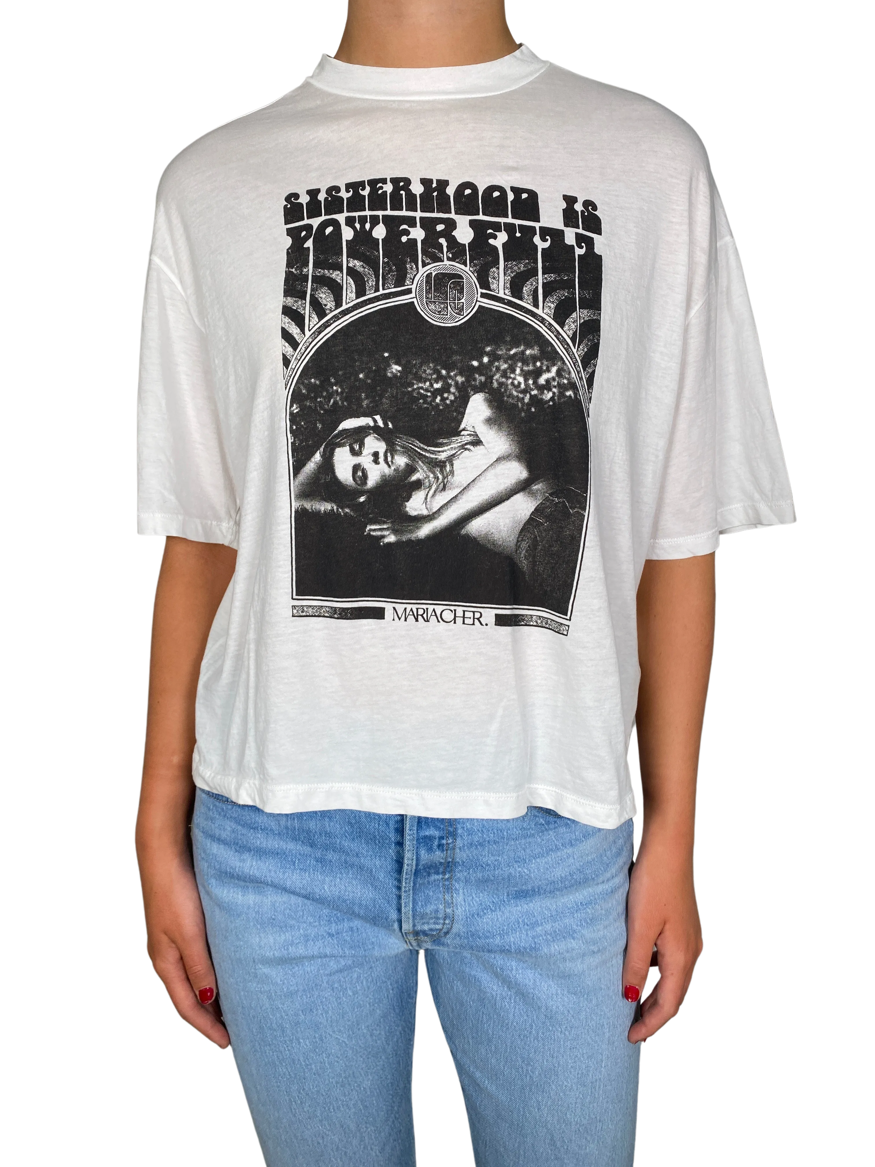 CHER Polera Blanca Estampada