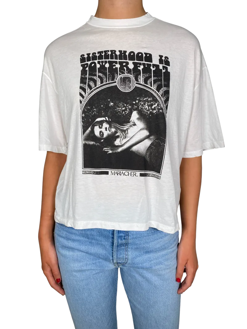 CHER Polera Blanca Estampada