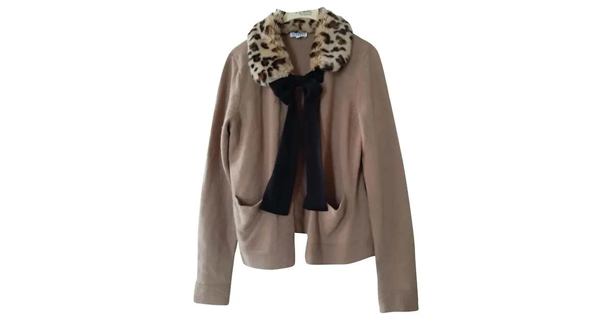 Claudie Pierlot Prendas de punto Beige Estampado de leopardo 