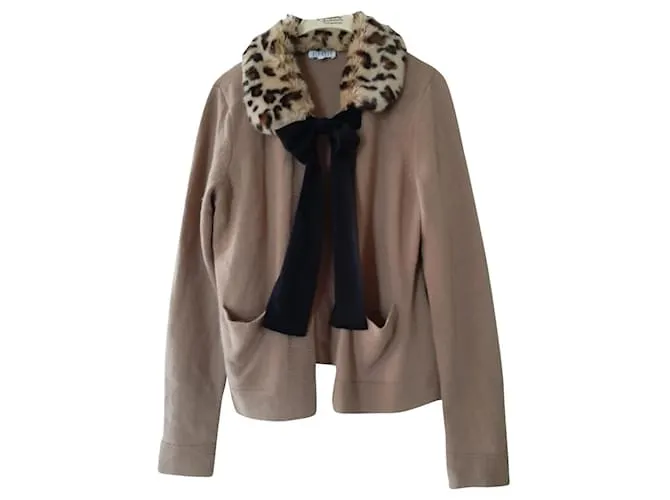 Claudie Pierlot Prendas de punto Beige Estampado de leopardo 