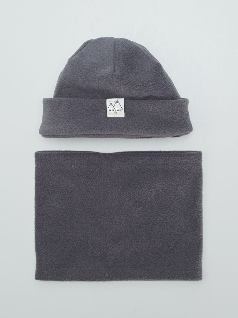 CONJUNTO DE ESQUí GORRO + BRAGA DE TEJIDO POLAR  GRIS