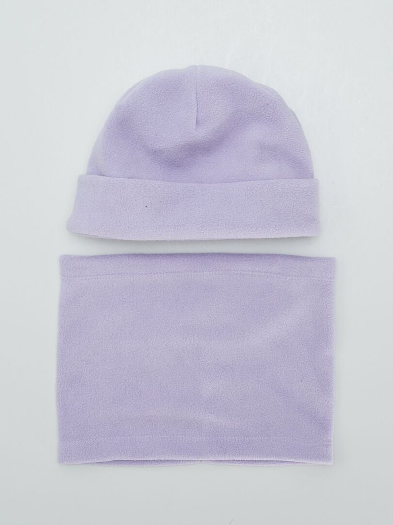 CONJUNTO DE ESQUí GORRO + BRAGA DE TEJIDO POLAR  PURPURA