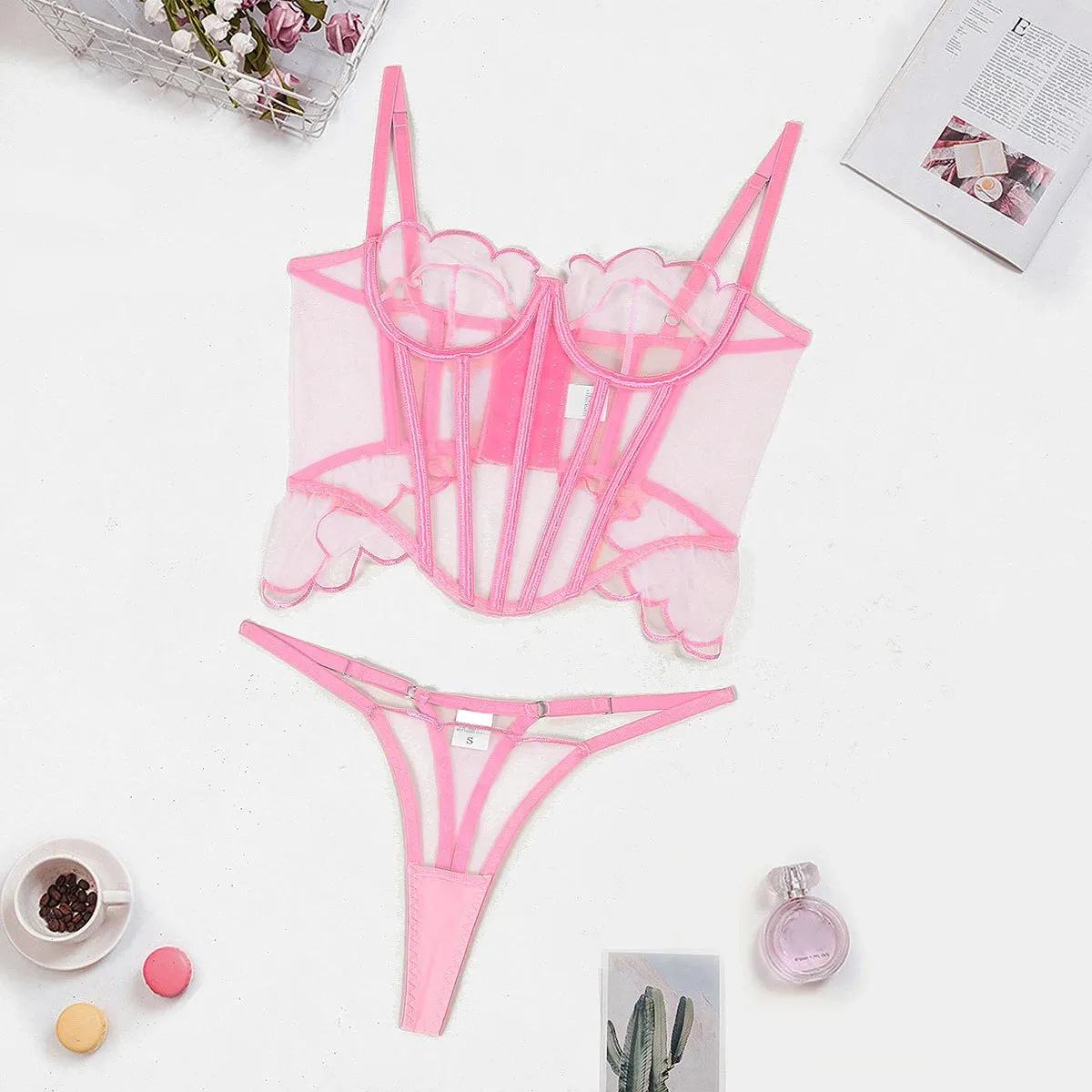 Conjunto de lencería con top estilo corsé