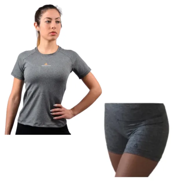 Conjunto Mujer! Short Calza Corta + Remera Deportiva