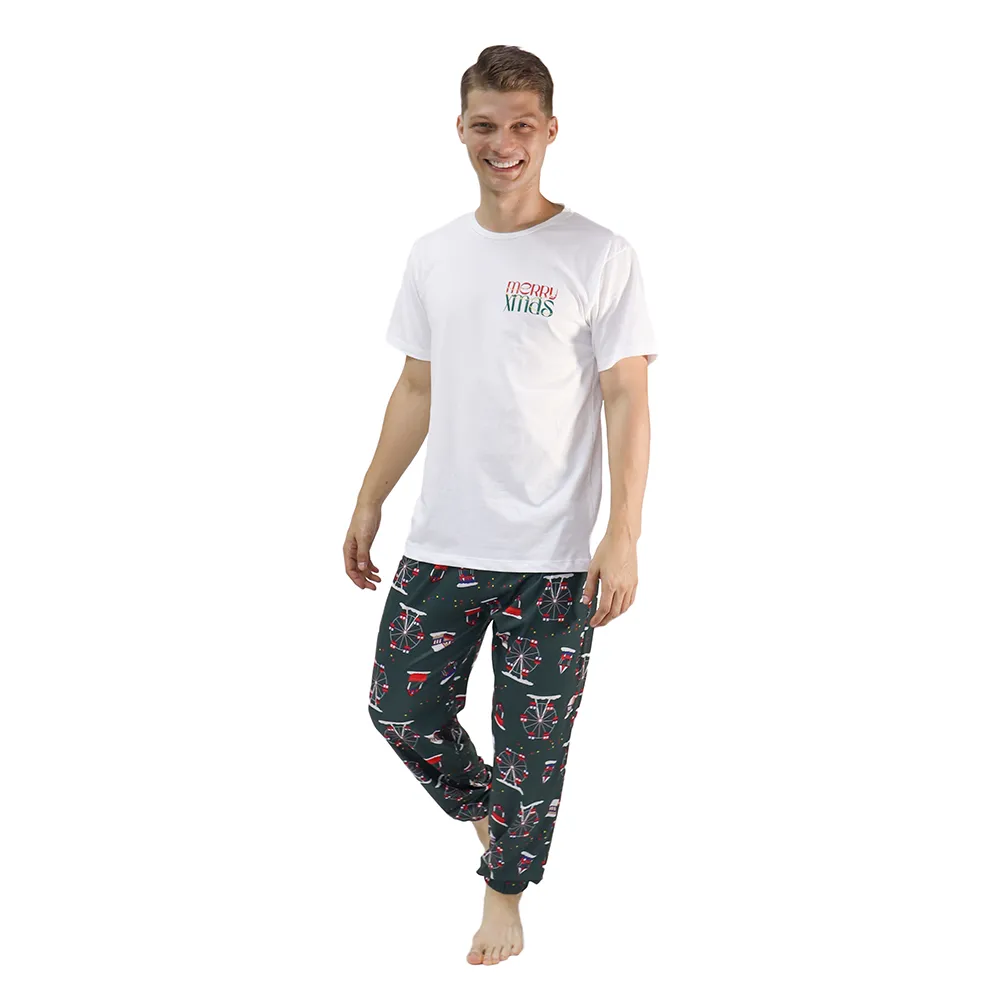 Conjunto pijama franela manga corta y pantalón