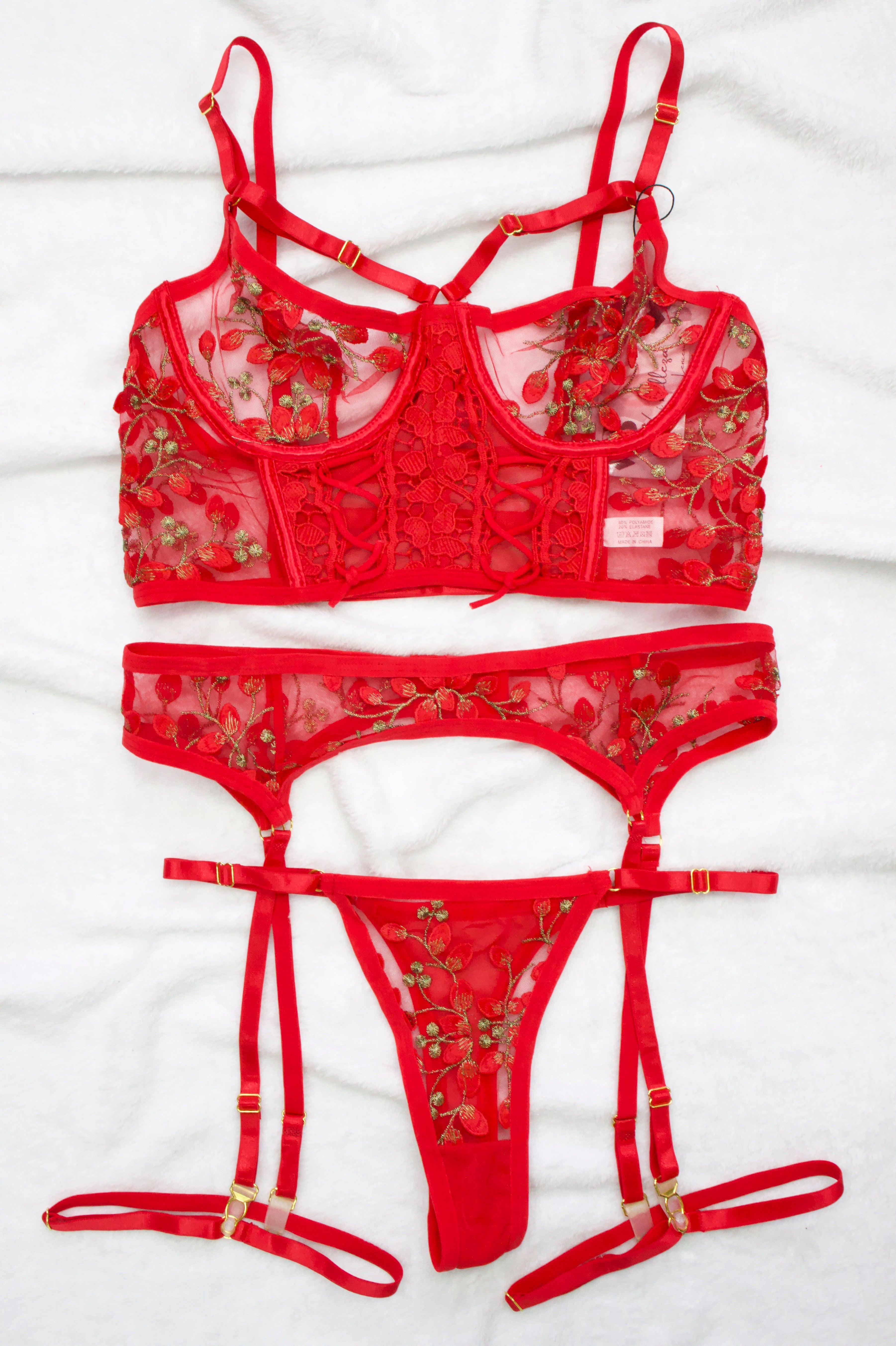 COORDINADO MESH CON BORDADO DE HOJAS PEQUEAS 86537